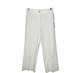 Nicole Miller Striped High Rise Straight Leg Pants Beige White Womens Size 8